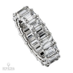 Spectra Fine Jewelry 9.60 Carats Emerald Cut Diamond Eternity Ring