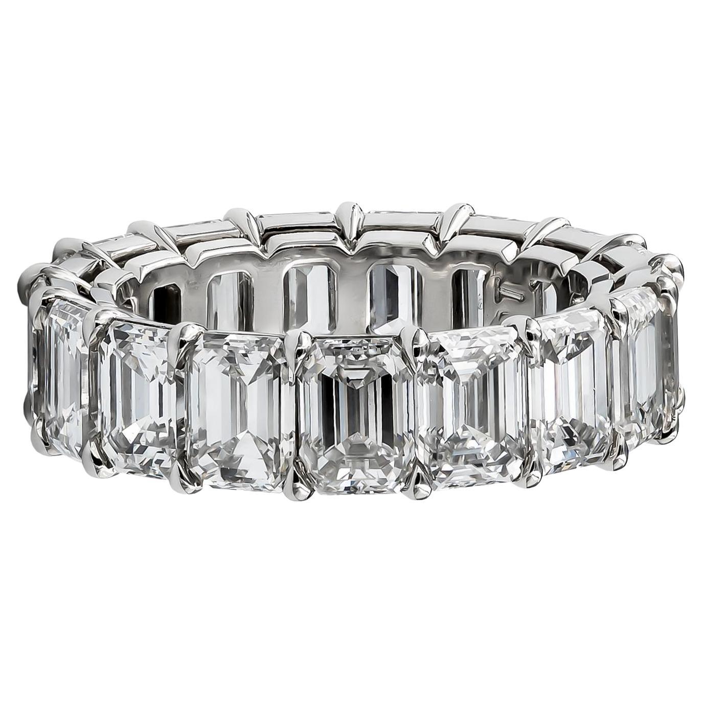 Spectra Fine Jewelry 9.60 Carats Emerald Cut Diamond Eternity Ring