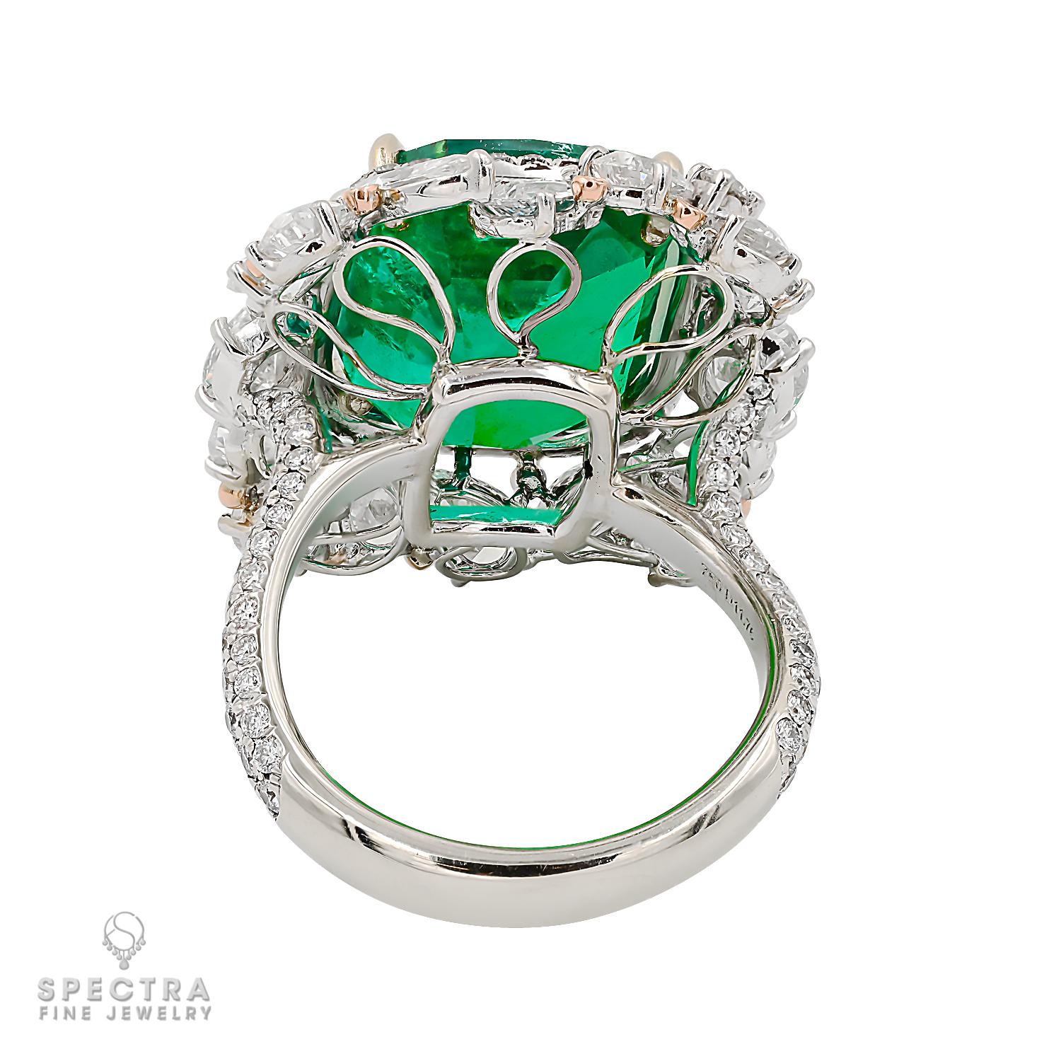 Spectra Fine Jewelry AGL zertifiziert 11.30 Karat kolumbianischen Smaragd Diamant-Ring (Zeitgenössisch) im Angebot