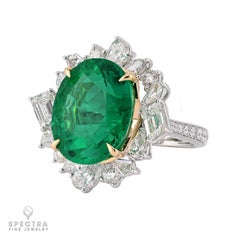 Spectra Fine Jewelry AGL Certified 11.32 Carat Colombian Emerald Diamond Ring