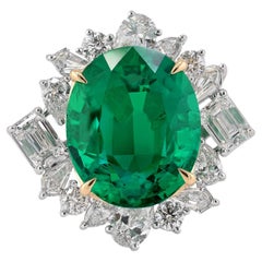Spectra Fine Jewelry AGL Certified 11.32 Carat Colombian Emerald Diamond Ring