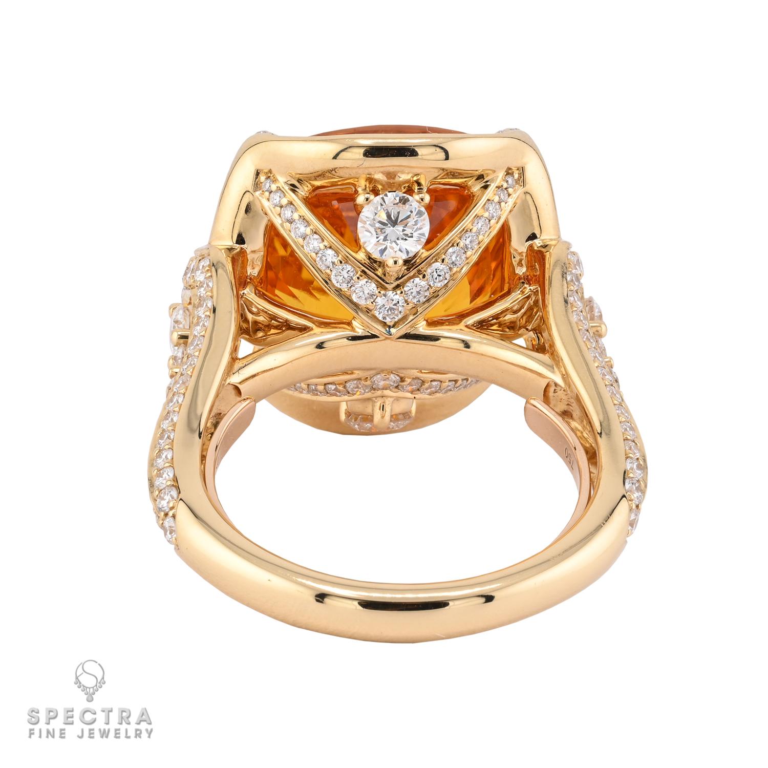 Contemporary Spectra Fine Jewelry AGL Certified 11.63 Carat Ceylon Orange Sapphire Ring For Sale