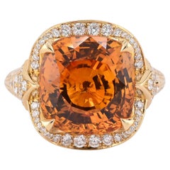 Bague Spectra Fine Jewelry certifiée AGL, saphir orange de Ceylan de 11,63 carats