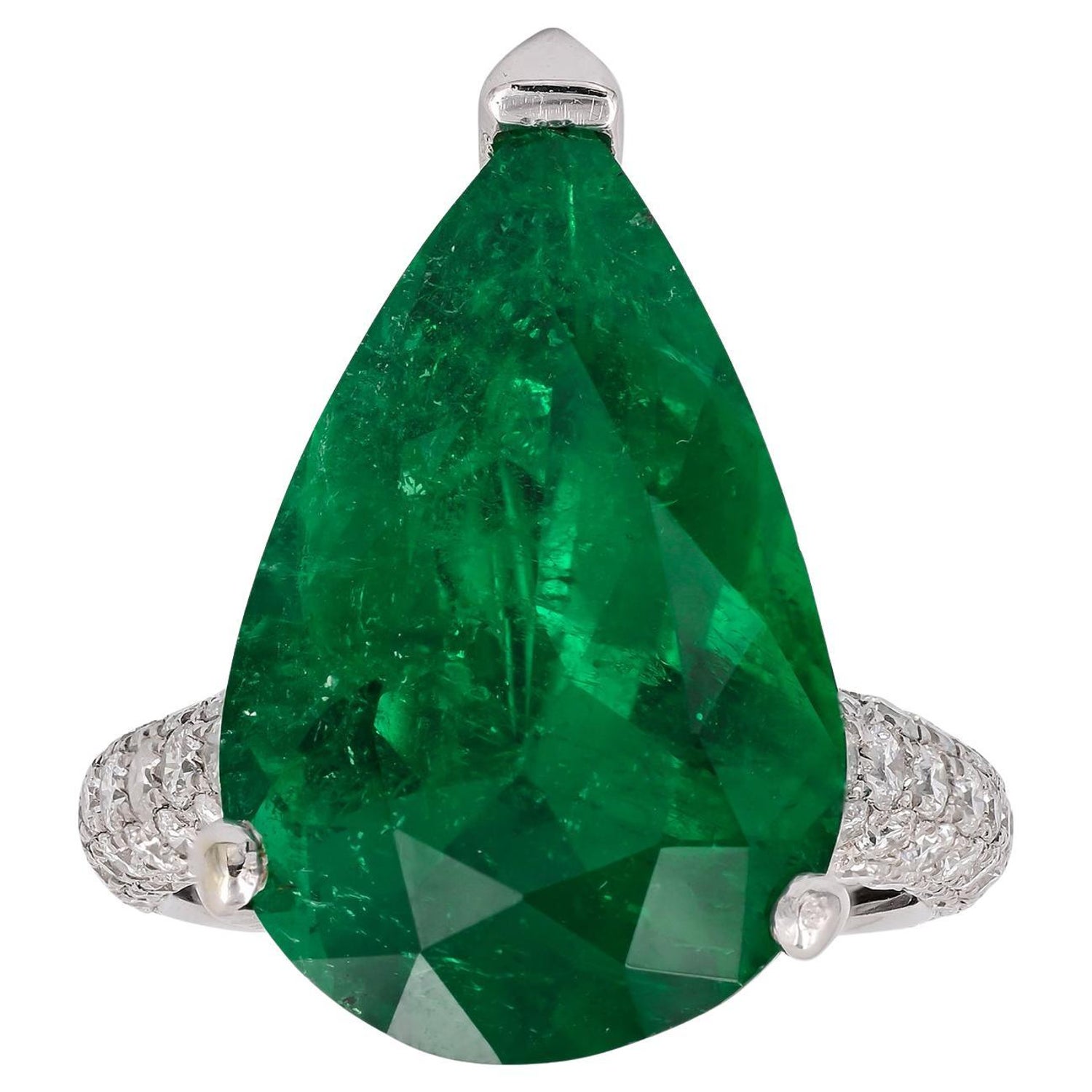 Spectra Fine Jewelry AGL Certified 12.42 Carat Colombian Emerald  Ring/Pendant For Sale at 1stDibs