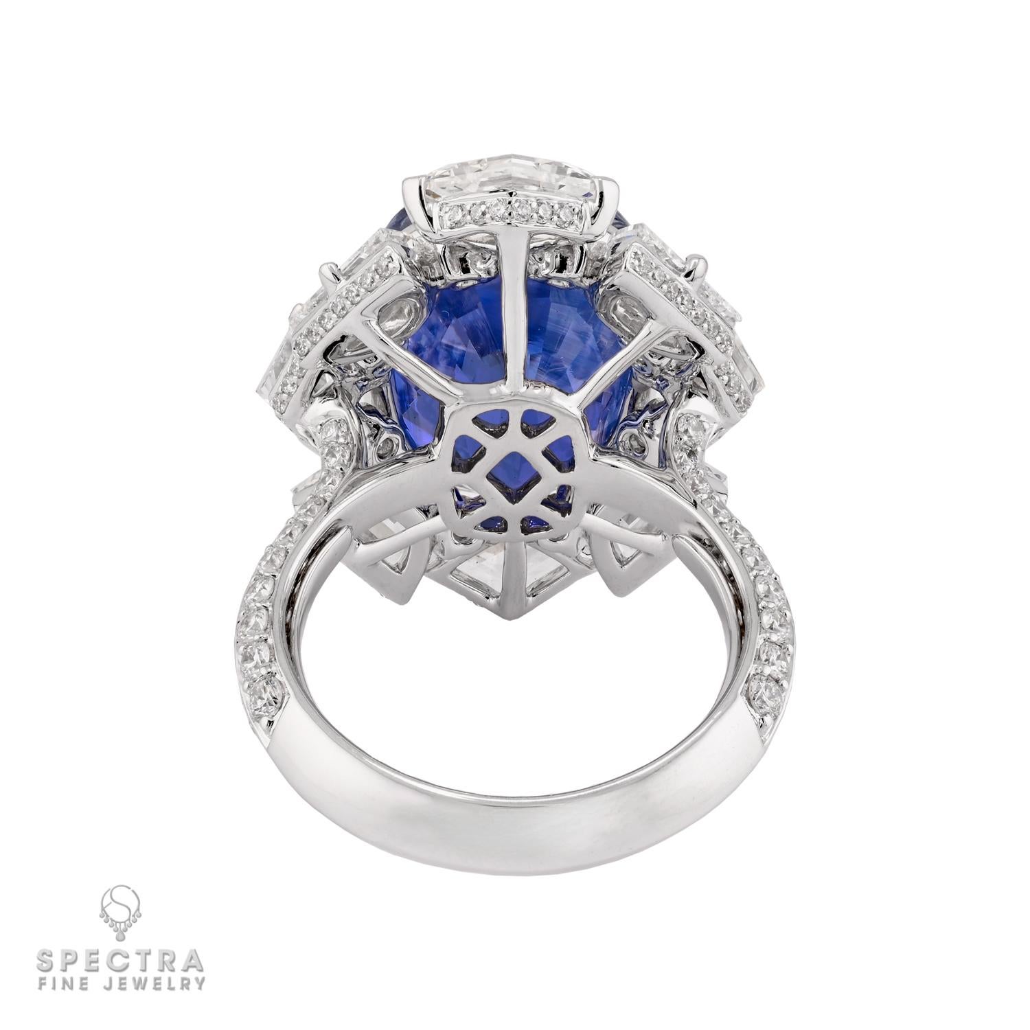 Spectra Fine Jewelry AGL-zertifiziert 13,57 Karat Madagaskar Saphir Diamant Ring (Kissenschliff) im Angebot