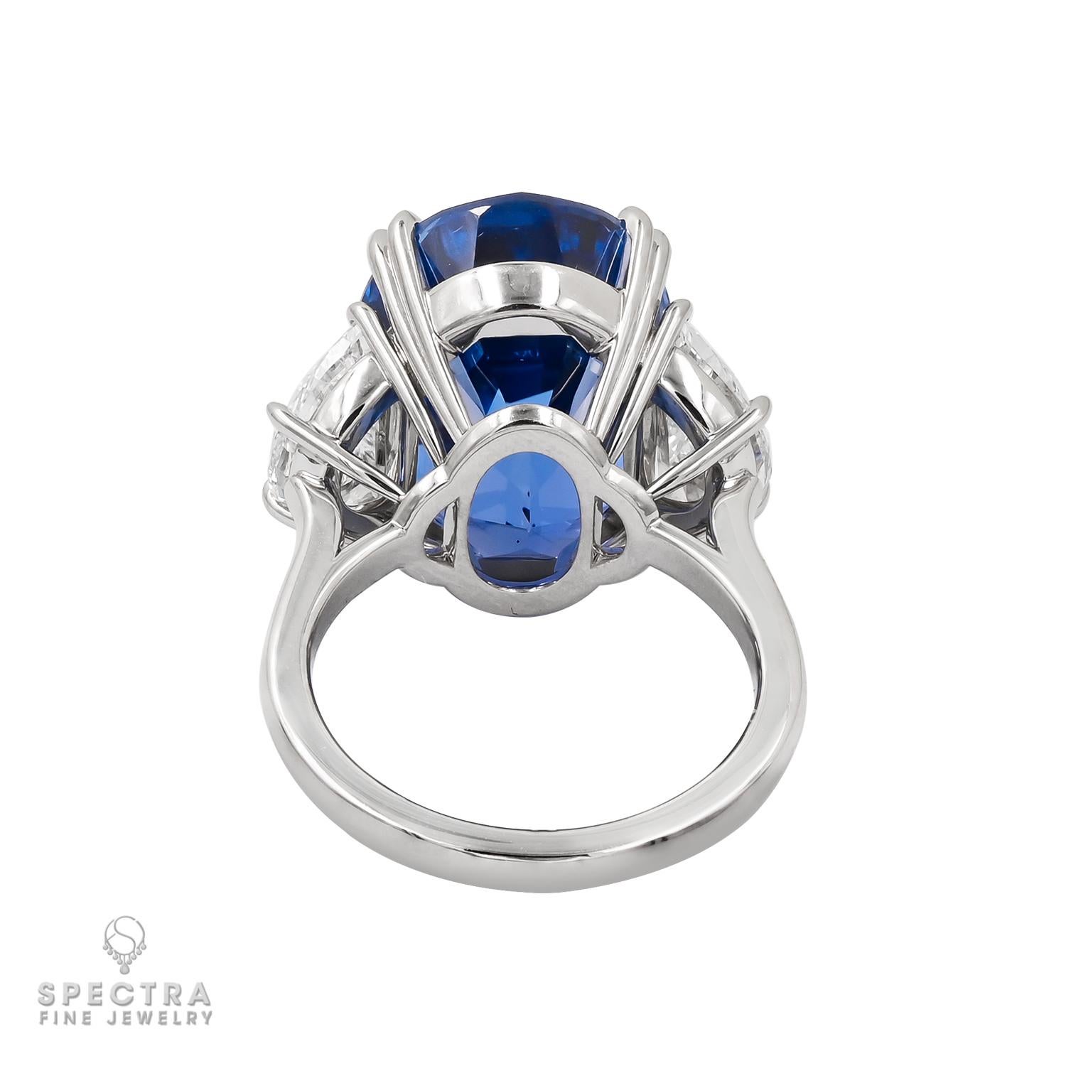 Contemporary Spectra Fine Jewelry AGL Certified 20.63 Carat Ceylon Sapphire Diamond Ring For Sale