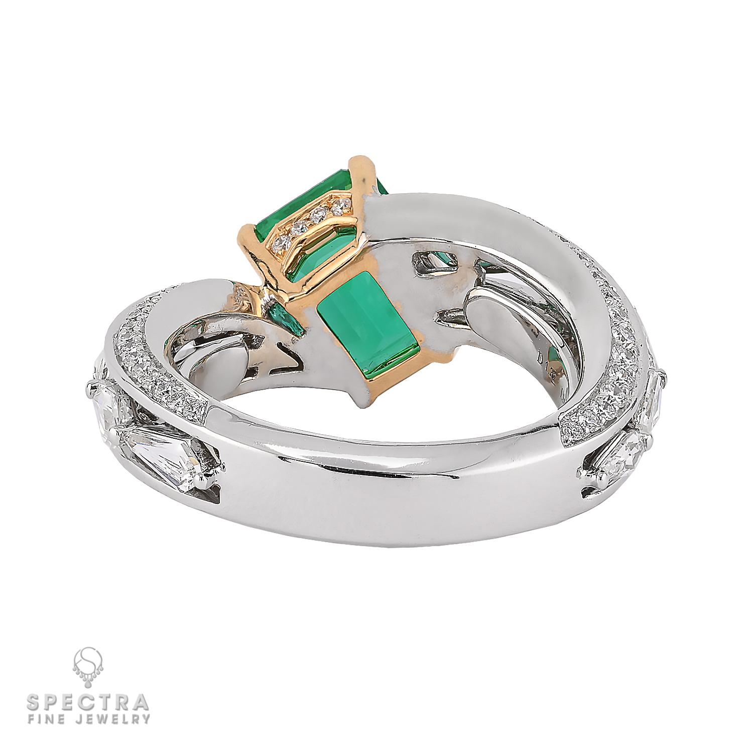 Contemporary Spectra Fine Jewelry AGL Certified 2.24 Carat Colombian Emerald Diamond Ring For Sale