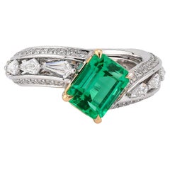 Spectra Fine Jewelry AGL Certified 2.24 Carat Colombian Emerald Diamond Ring