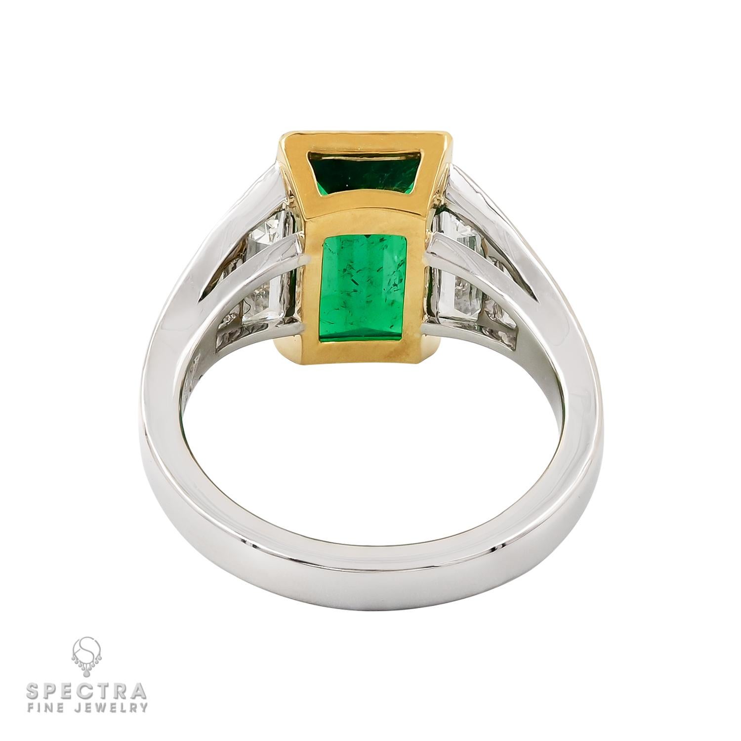 Contemporary Spectra Fine Jewelry AGL Certified 2.43 Carat Colombian Emerald Diamond Ring For Sale