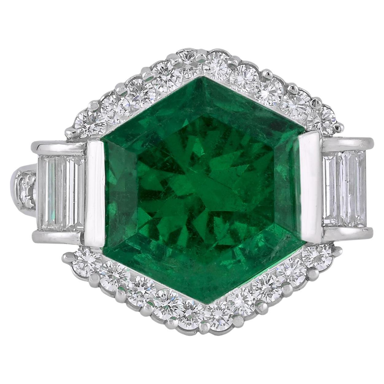 Spectra Fine Jewelry AGL Certified 7.05 Carat Colombian Emerald Diamond Ring