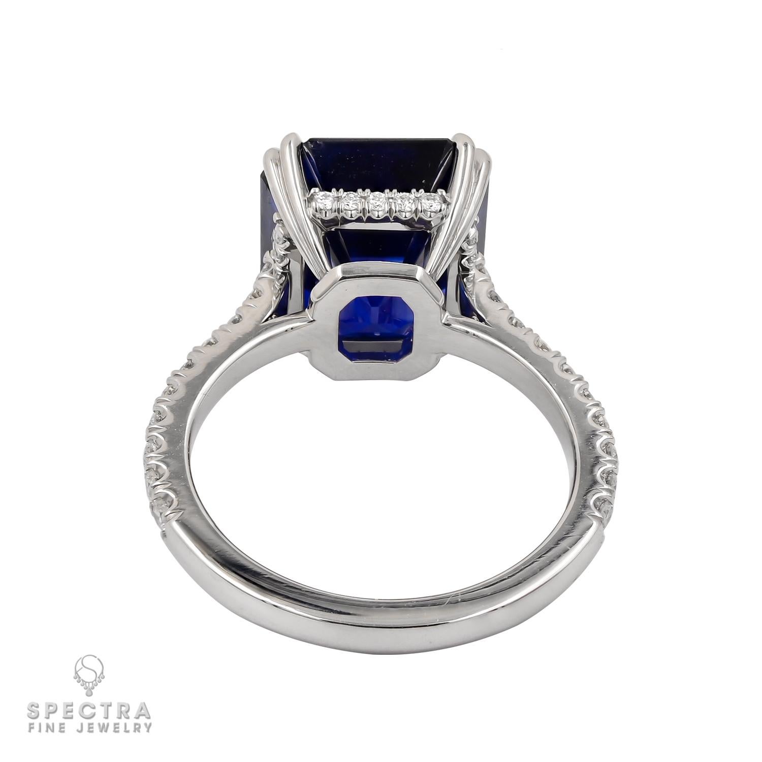 Contemporary Spectra Fine Jewelry AGL Certified 8.06 Carat Ceylon Sapphire Diamond Ring For Sale