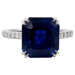 Bague Spectra Fine Jewelry certifiée AGL, saphir de Ceylan 8.06 carats et diamant