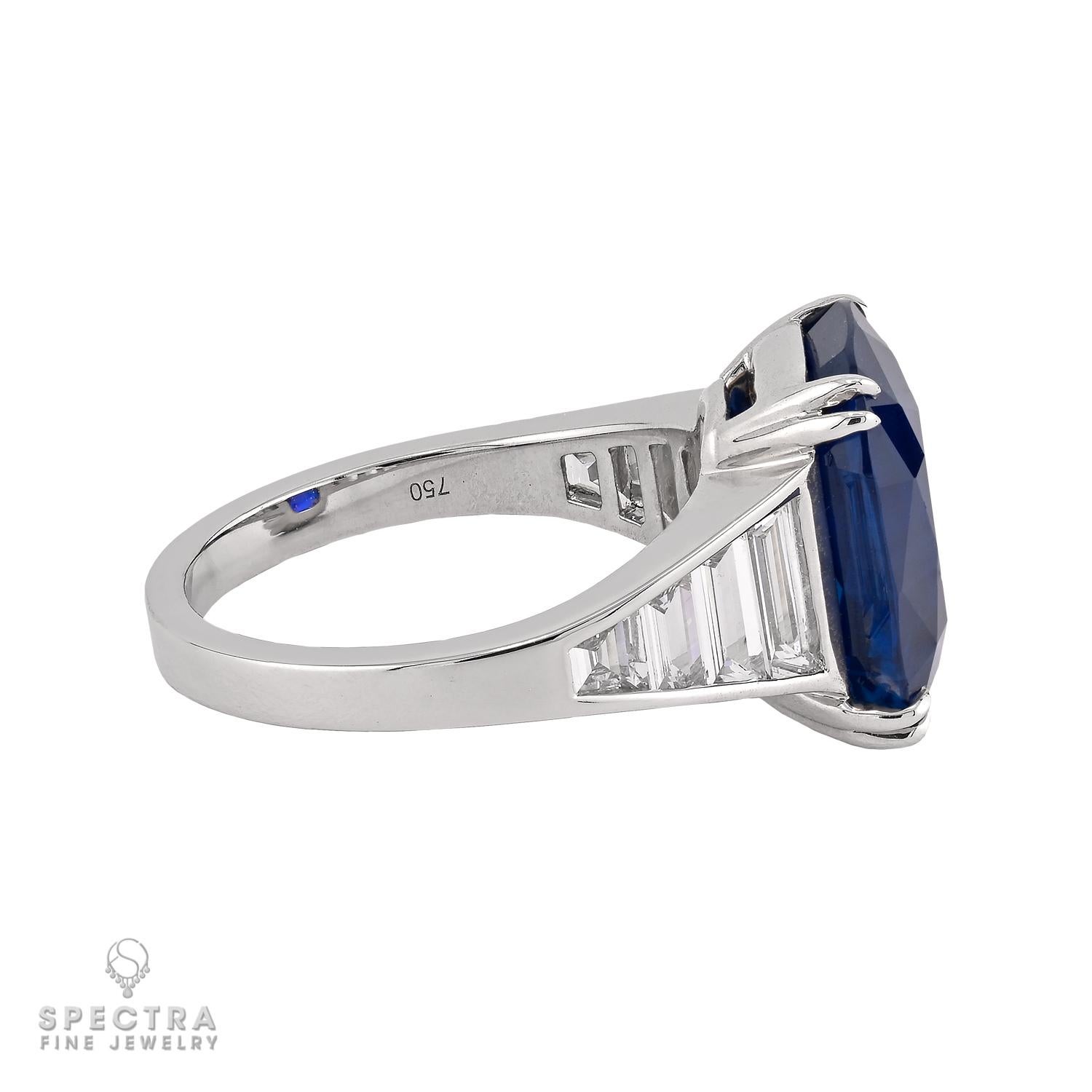 Spectra Fine Jewelry Anillo de zafiro de Ceilán certificado AGL de 8,34 quilates Corte cojín en venta