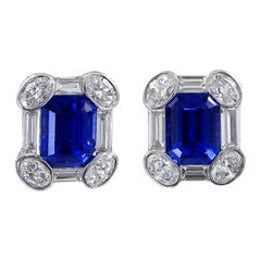 Spectra Fine Jewelry Orecchini in platino con zaffiro e diamante certificati AGL