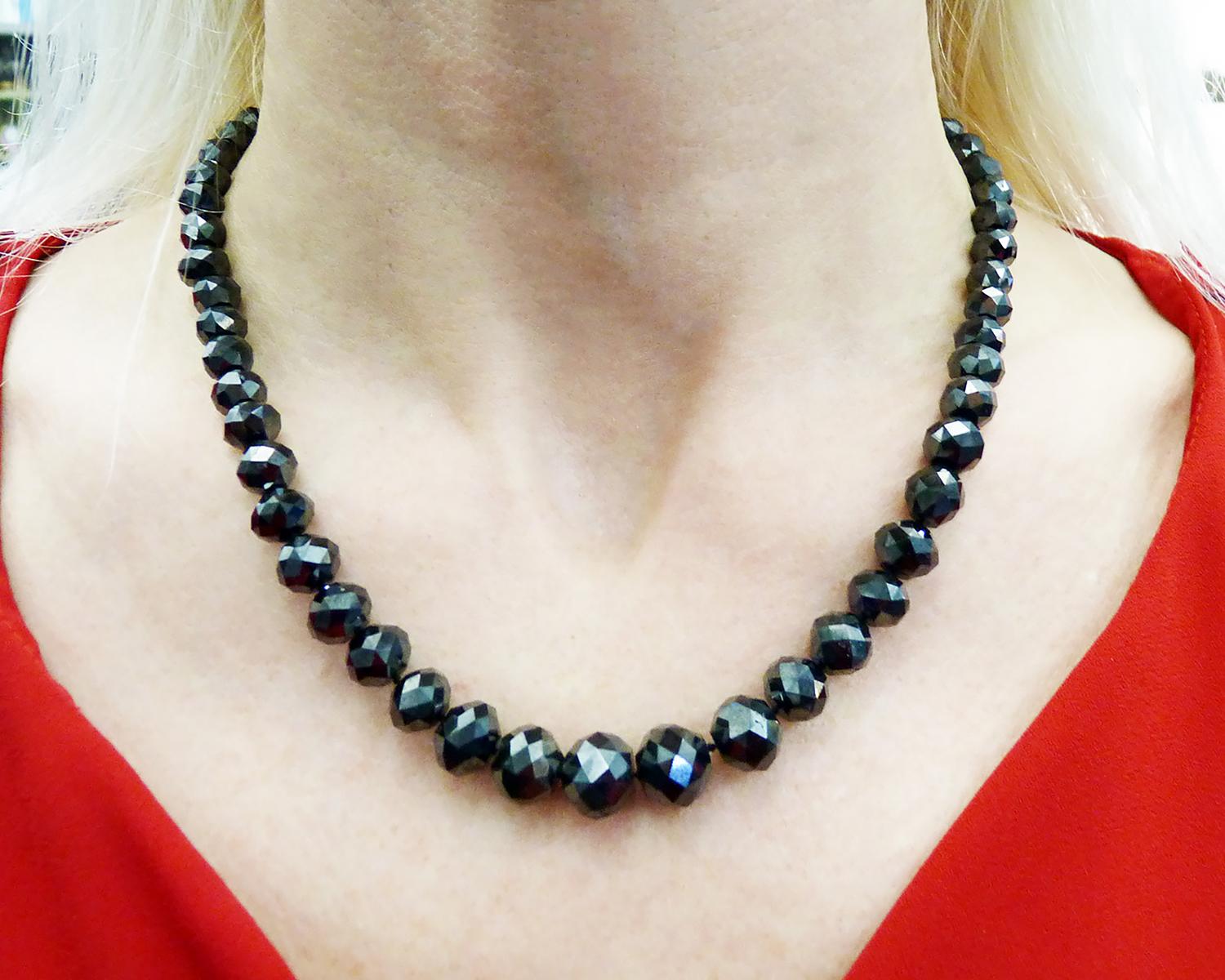 Modern Spectra Fine Jewelry Black Diamond Necklace & Earrings Set For Sale