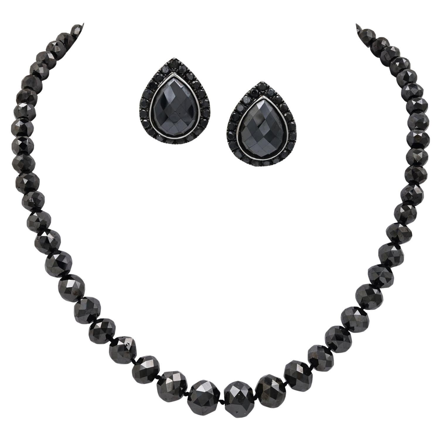 Spectra Fine Jewelry - Collier et boucles d'oreilles en diamant noir