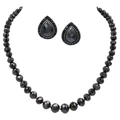 Spectra Fine Jewelry Black Diamond Necklace & Earrings Set