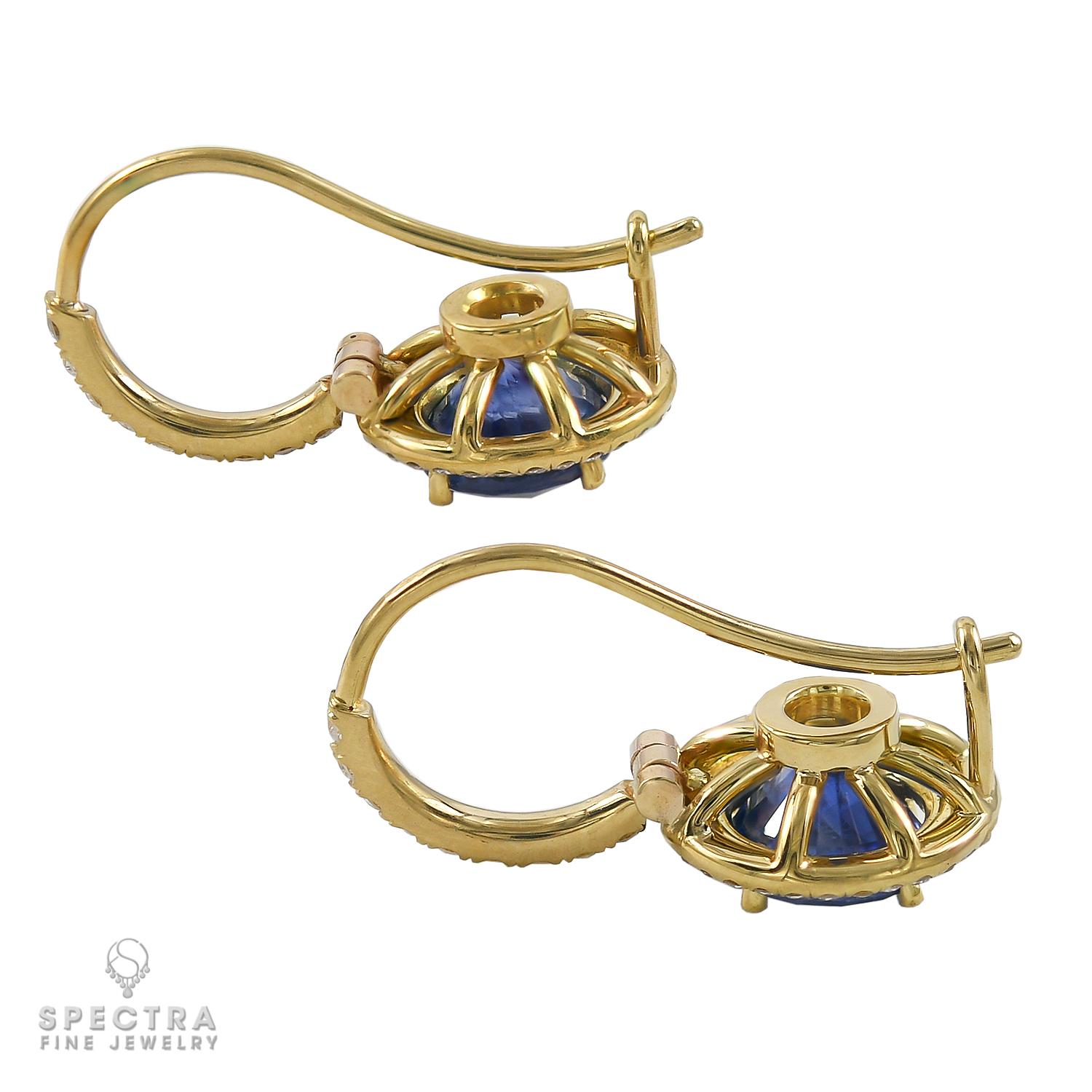 Spectra Fine Jewelry Blue Sapphire Diamond Earrings In New Condition For Sale In New York, NY