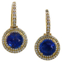 Spectra Fine Jewelry Boucles d'oreilles en saphir bleu et diamants