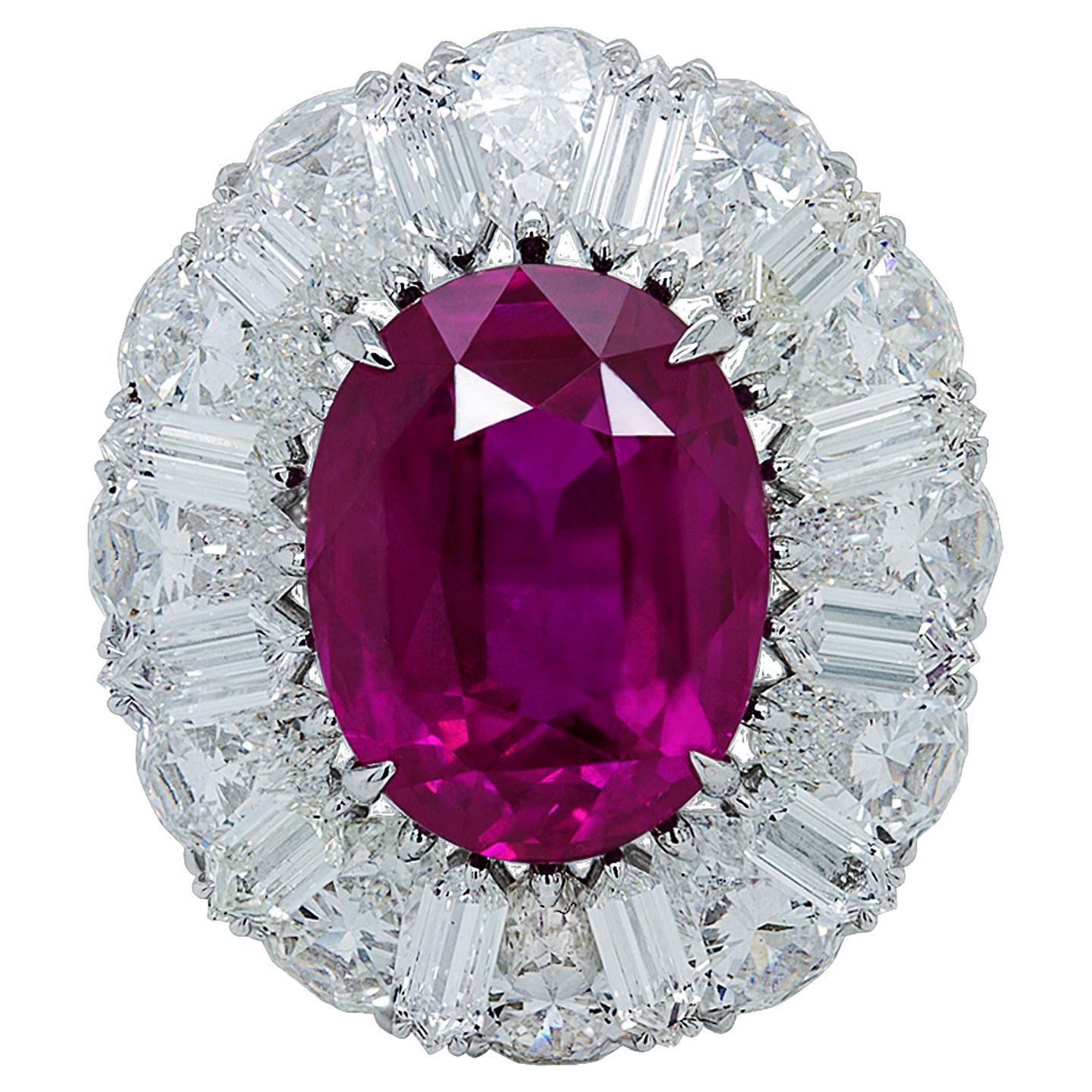 Spectra Fine Jewelry, Certified 10.14 Carat Pink Sapphire Diamond Ring For Sale