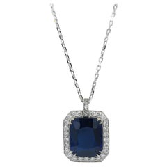 Spectra Fine Jewelry Certified 17.66 Carat Ceylon Sapphire Diamond Necklace
