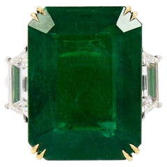 Spectra Fine Jewelry Bague avec émeraude de Zambie certifiée 18,38 carats