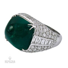 Spectra Fine Jewelry, Certified 19.22 Carat Colombian Emerald Diamond Ring