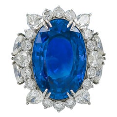 Spectra Fine Jewelry Certified 26.19 Carat Ceylon Sapphire Diamond Ring