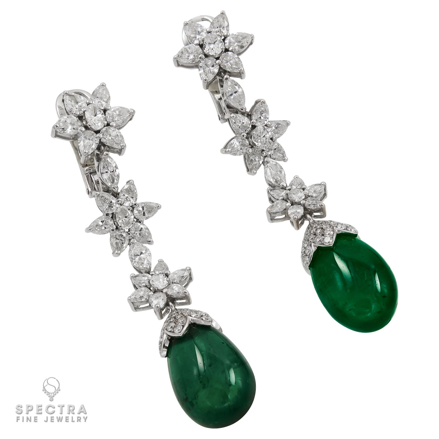 Spectra Fine Jewelry, Certified Colombian Emerald Diamond Garland Earrings In New Condition For Sale In New York, NY