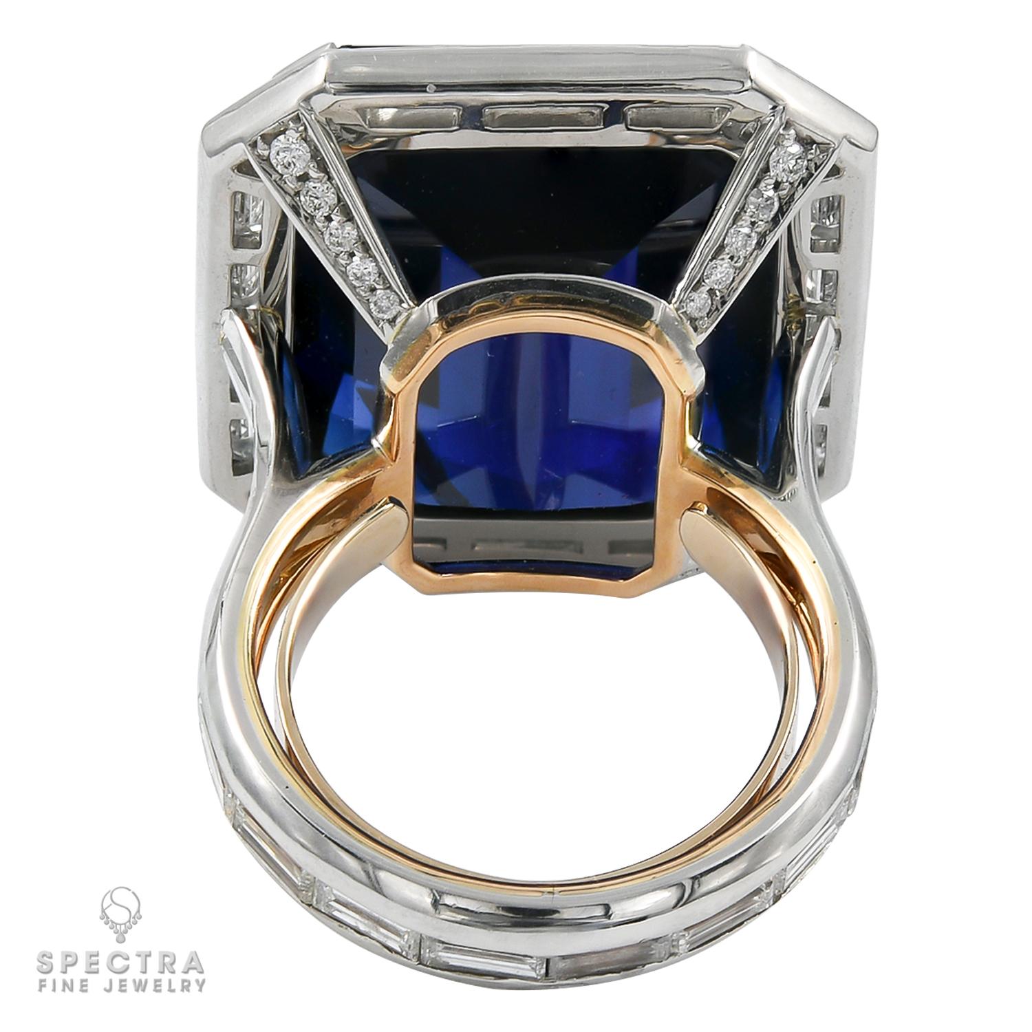 Spectra Fine Jewelry, Certified 37.13 Carat Sapphire Diamond Cocktail Ring In New Condition For Sale In New York, NY