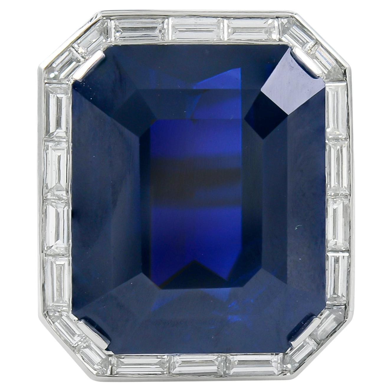 Spectra Fine Jewelry, Certified 37.13 Carat Sapphire Diamond Cocktail Ring For Sale