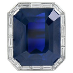 Spectra Fine Jewelry, Certified 37.13 Carat Sapphire Diamond Cocktail Ring