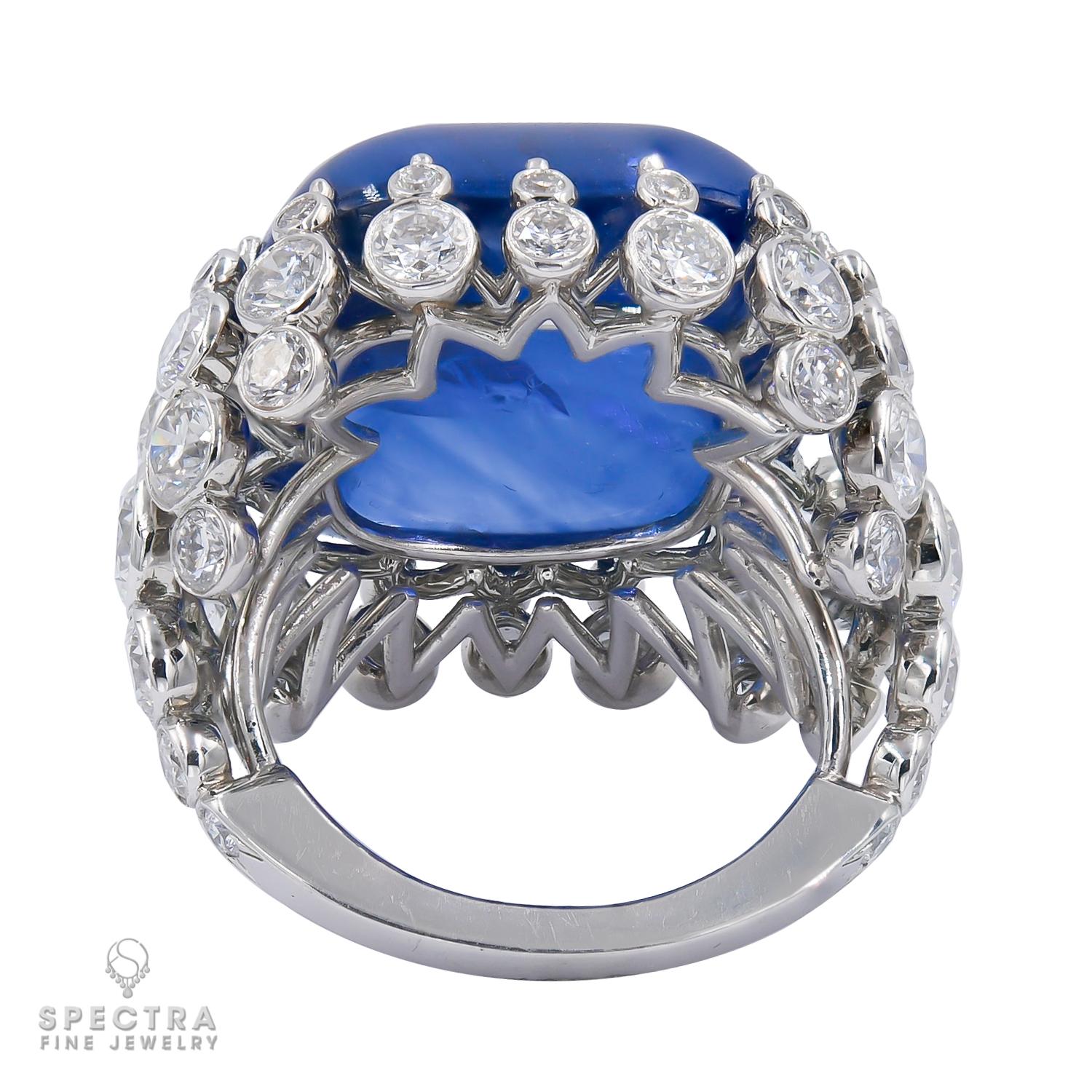 Spectra Fine Jewelry Certified 43.22 Carat Ceylon Sapphire Diamond Ring In New Condition For Sale In New York, NY