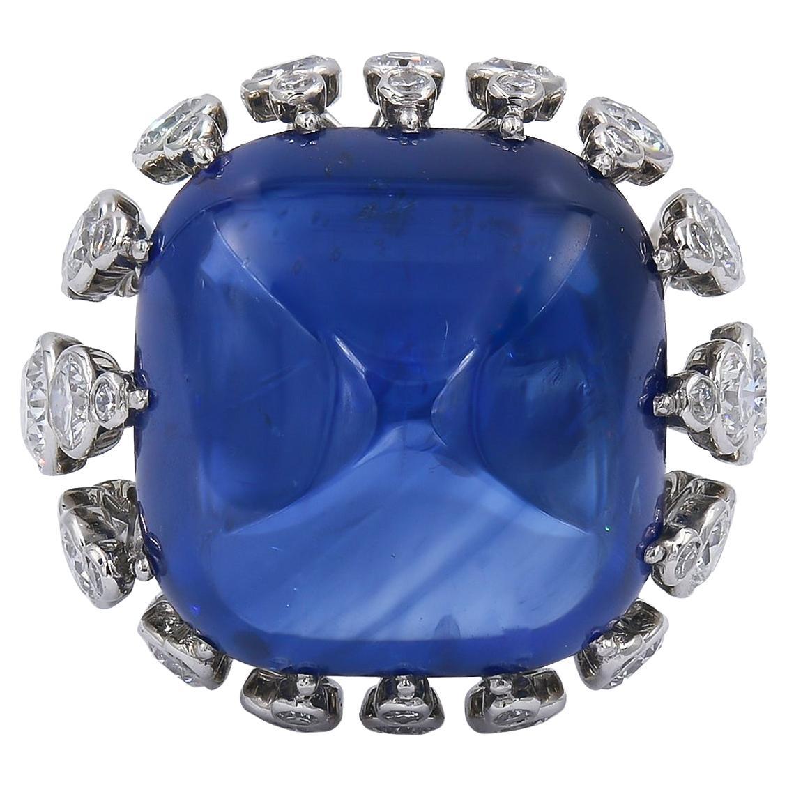 Spectra Fine Jewelry Certified 43.22 Carat Ceylon Sapphire Diamond Ring