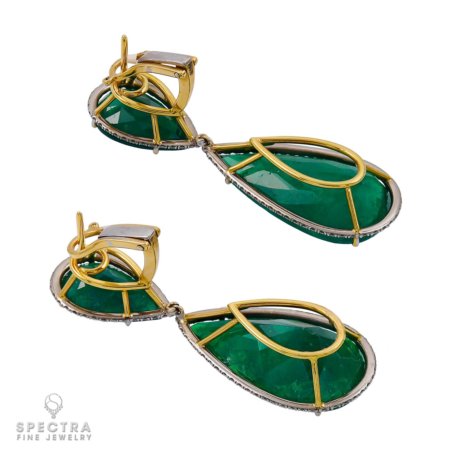 Spectra Fine Jewelry, Certified Colombian Emerald Drop Earrings In New Condition For Sale In New York, NY