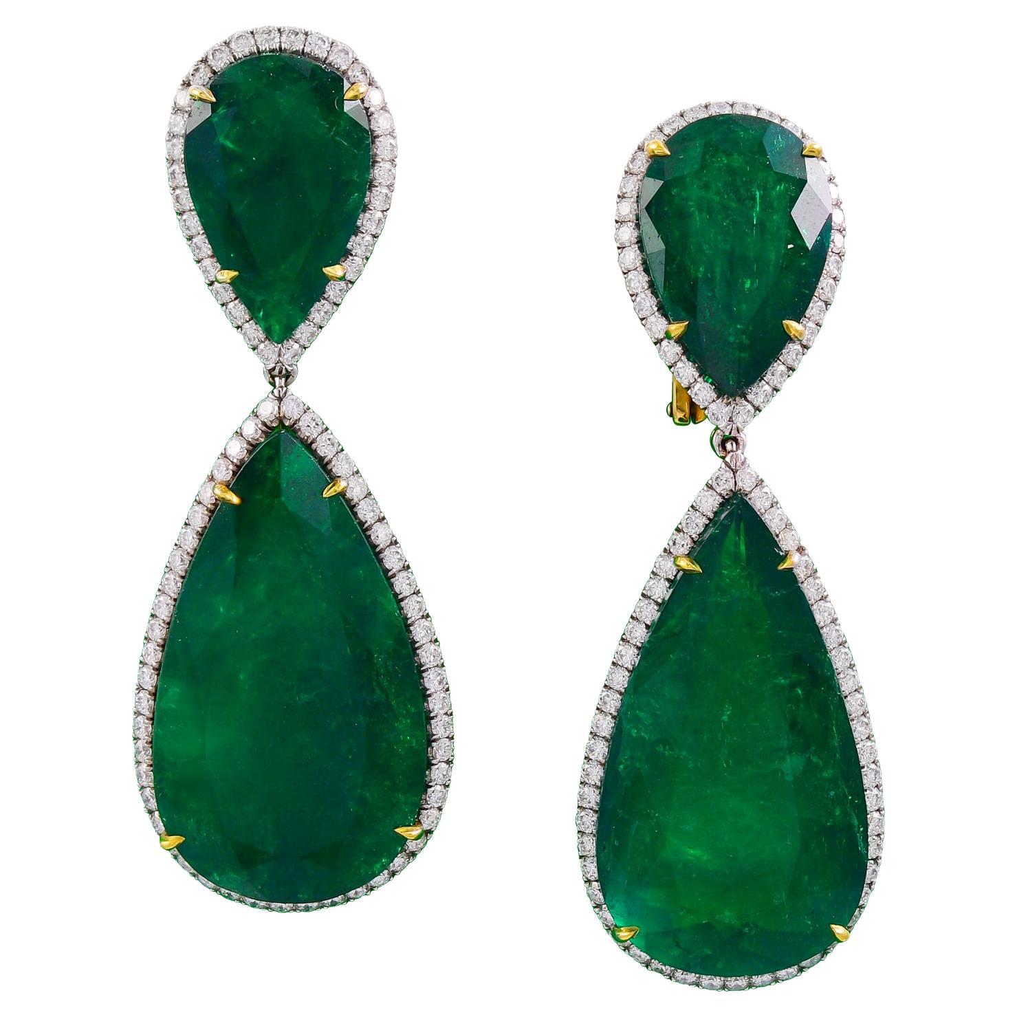 Spectra Fine Jewelry, Certified Colombian Emerald Drop Earrings For Sale