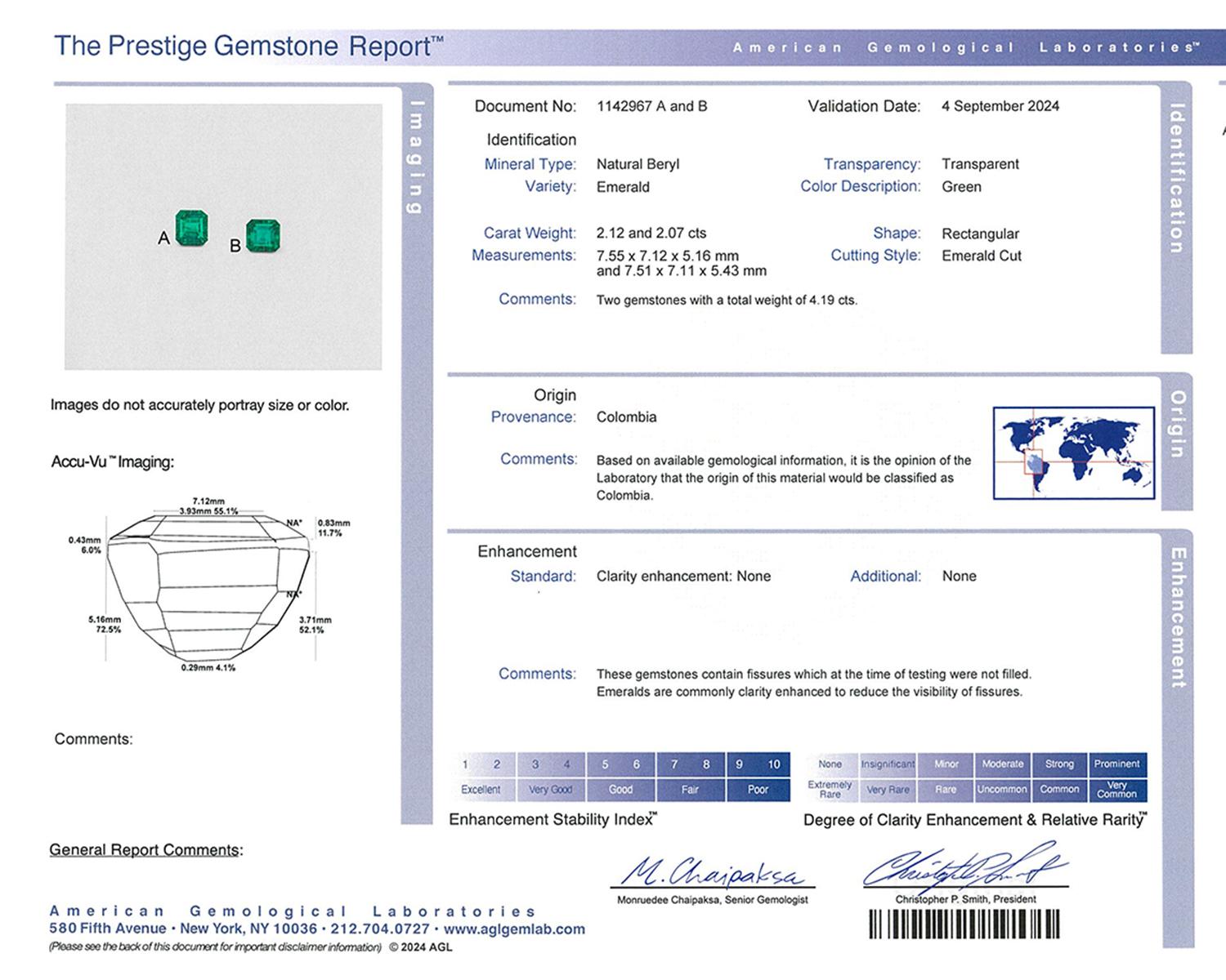 Emerald Cut Spectra Fine Jewelry Colombian Emerald Diamond Earrings For Sale