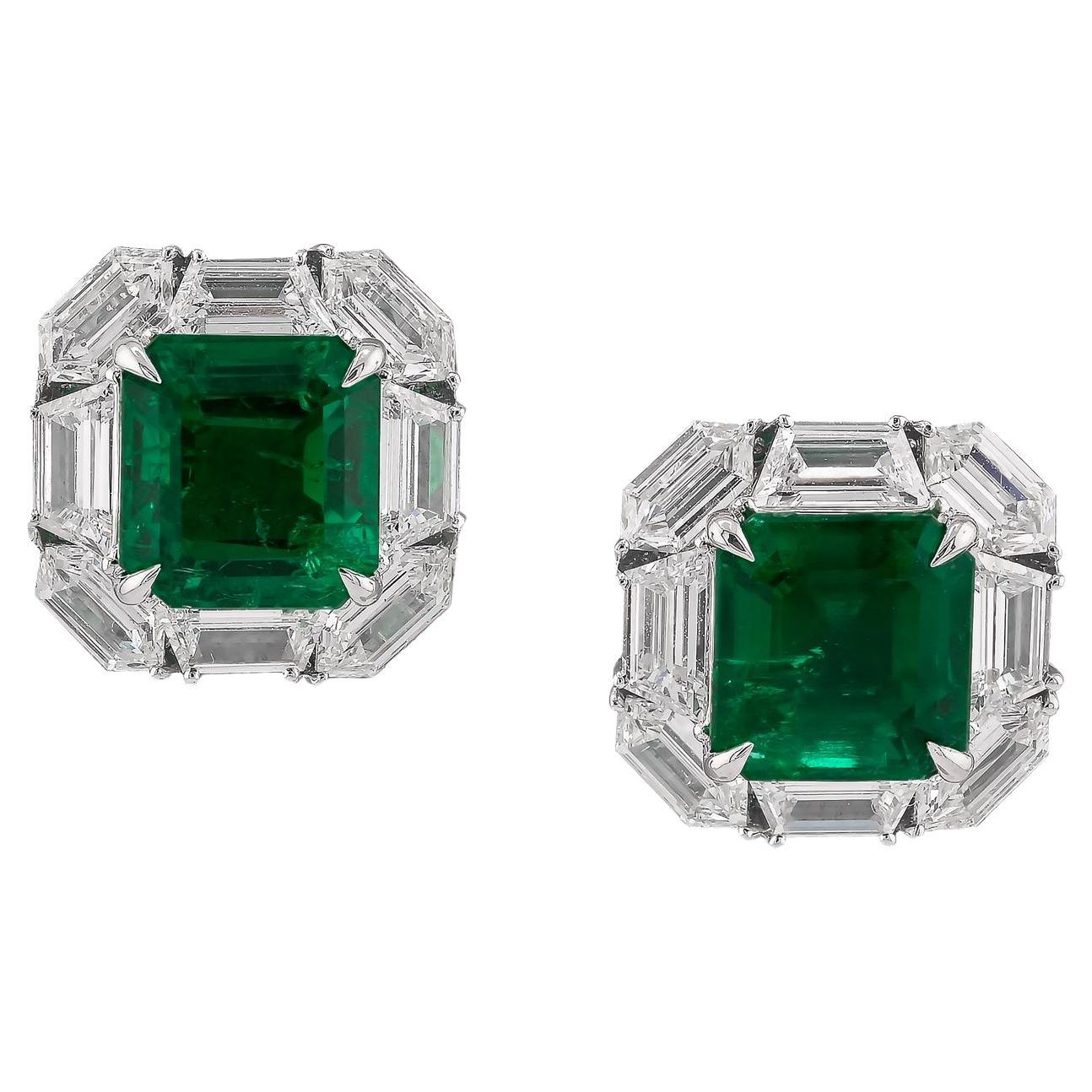 Spectra Fine Jewelry Colombian Emerald Diamond Earrings For Sale