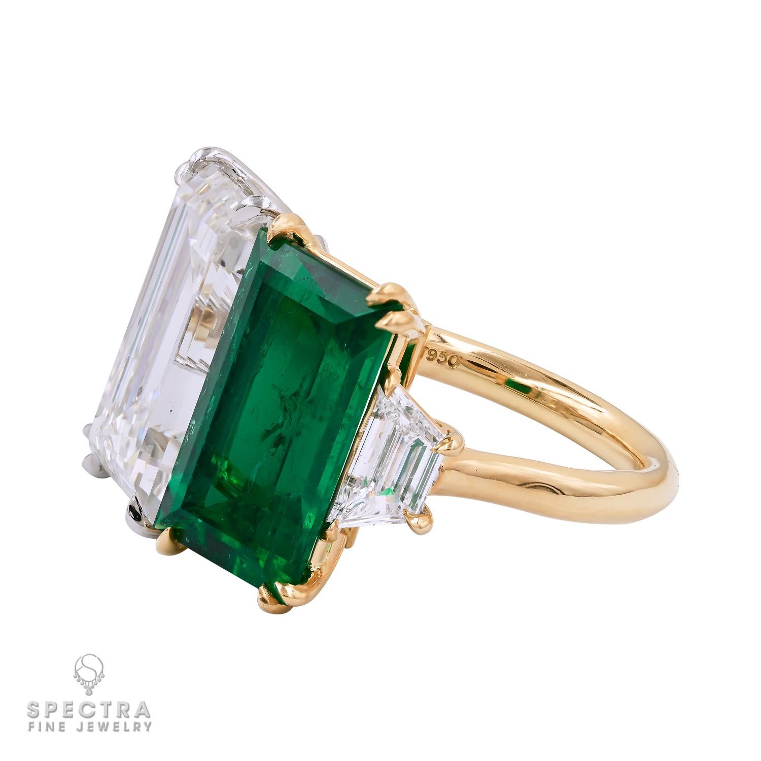 This extraordinary ring is the epitome of luxury and sophistication, boasting a magnificent 7.79-carat emerald-cut H SI2 diamond, impeccably certified by GIA and expertly nestled within the brilliance of platinum.

In perfect harmony with this