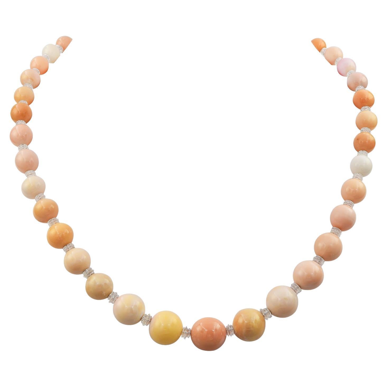 Spectra Fine Jewelry Conch Pearl Bead Diamond Riviera Necklace For Sale