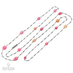 Spectra Fine Jewelry Conch Pearl Diamond Chain Necklace in 18kt White Gold