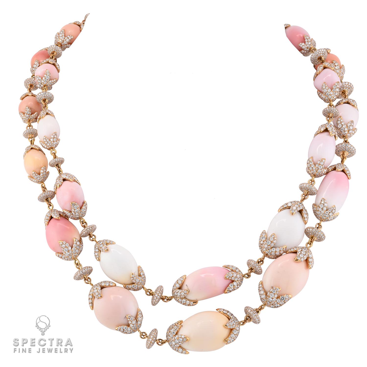 Contemporary Spectra Fine Jewelry Conch Pearl Diamond Double-Strand Necklace For Sale