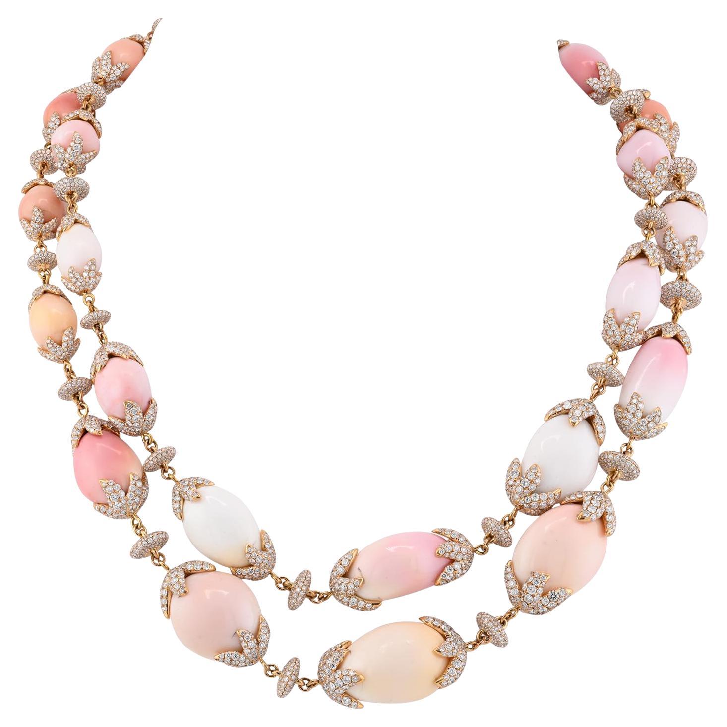 Spectra Fine Jewelry Conch Pearl Diamond Double-Strand Necklace For Sale