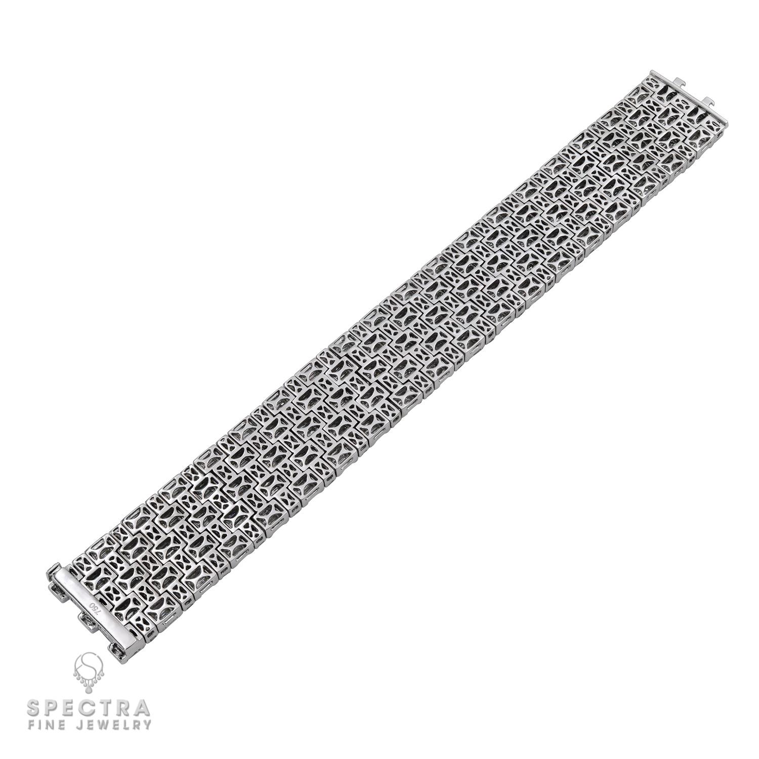 Spectra Fine Jewelry Contemporary 27.84 Carat Diamond Wide Bracelet In New Condition For Sale In New York, NY