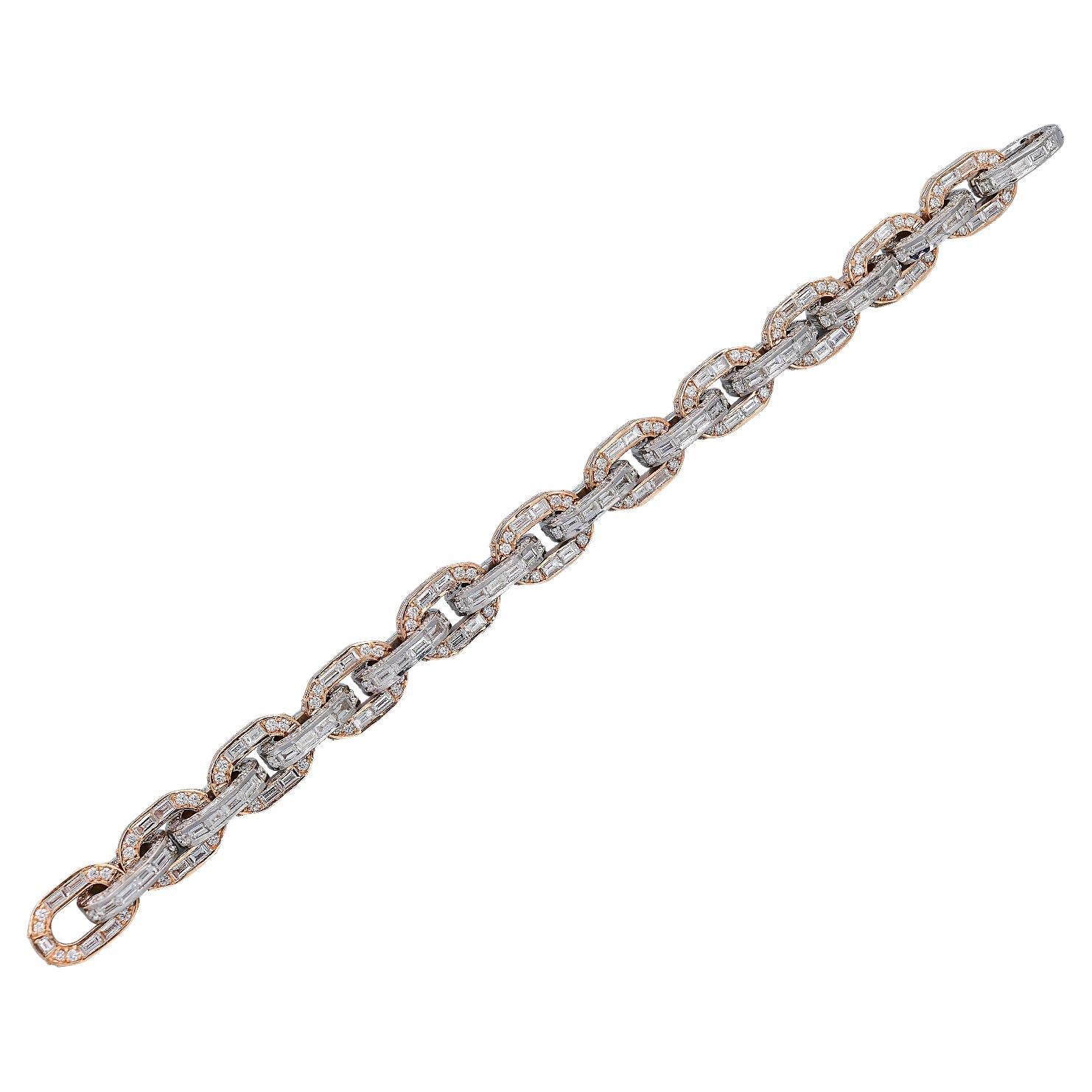 Spectra Fine Jewelry Contemporary Diamond Link Bracelet en or 18k avec diamants en vente