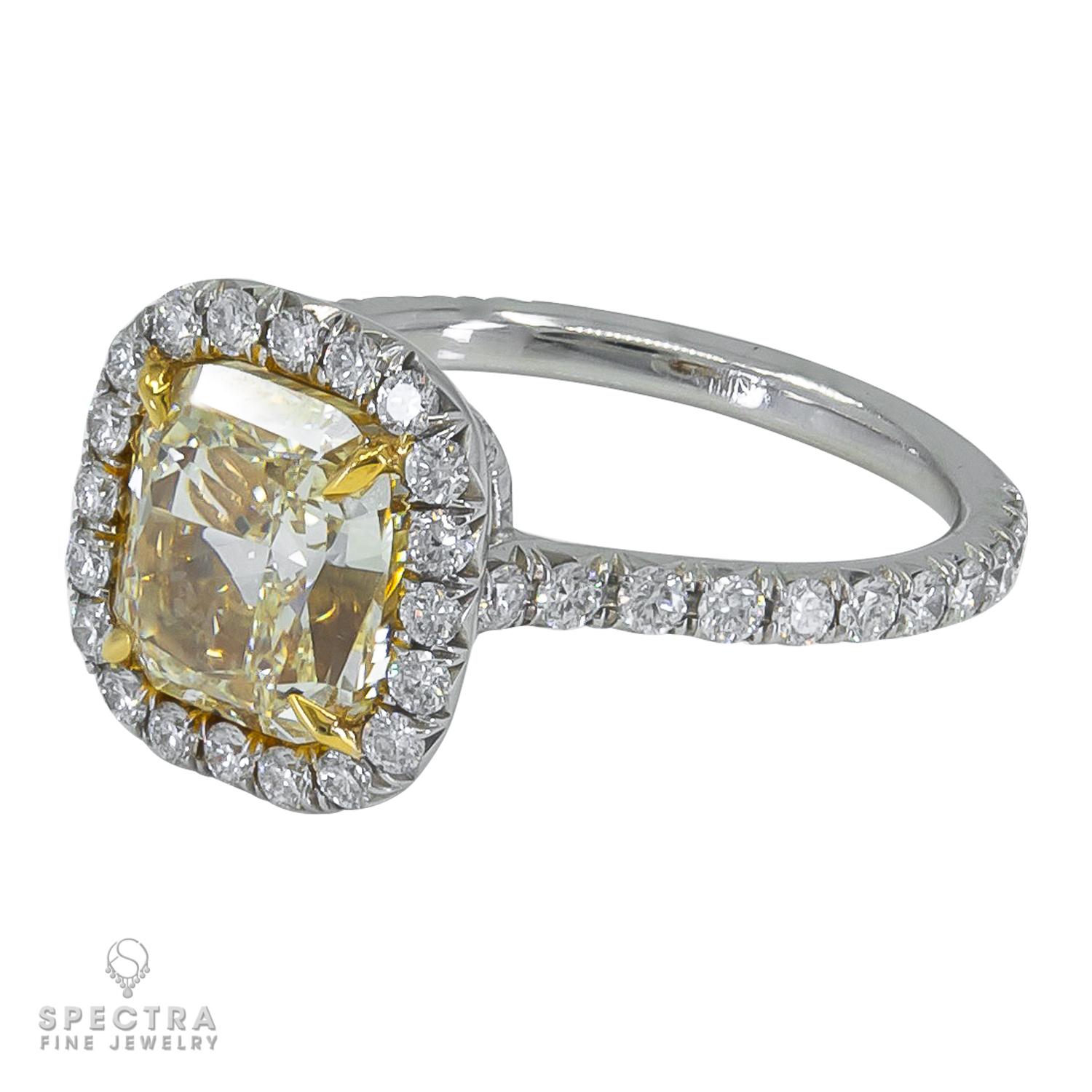 Spectra Fine Jewelry Gelber Diamant-Cocktailring mit Kissenschliff (Zeitgenössisch) im Angebot