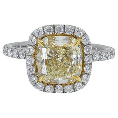 Spectra Fine Jewelry Cushion Cut Yellow Diamond Cocktail Ring