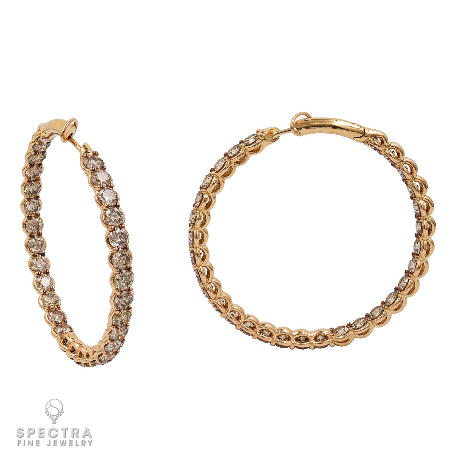 Contemporary Spectra Fine Jewelry Diamond 18k Gold Hoop Earrings For Sale