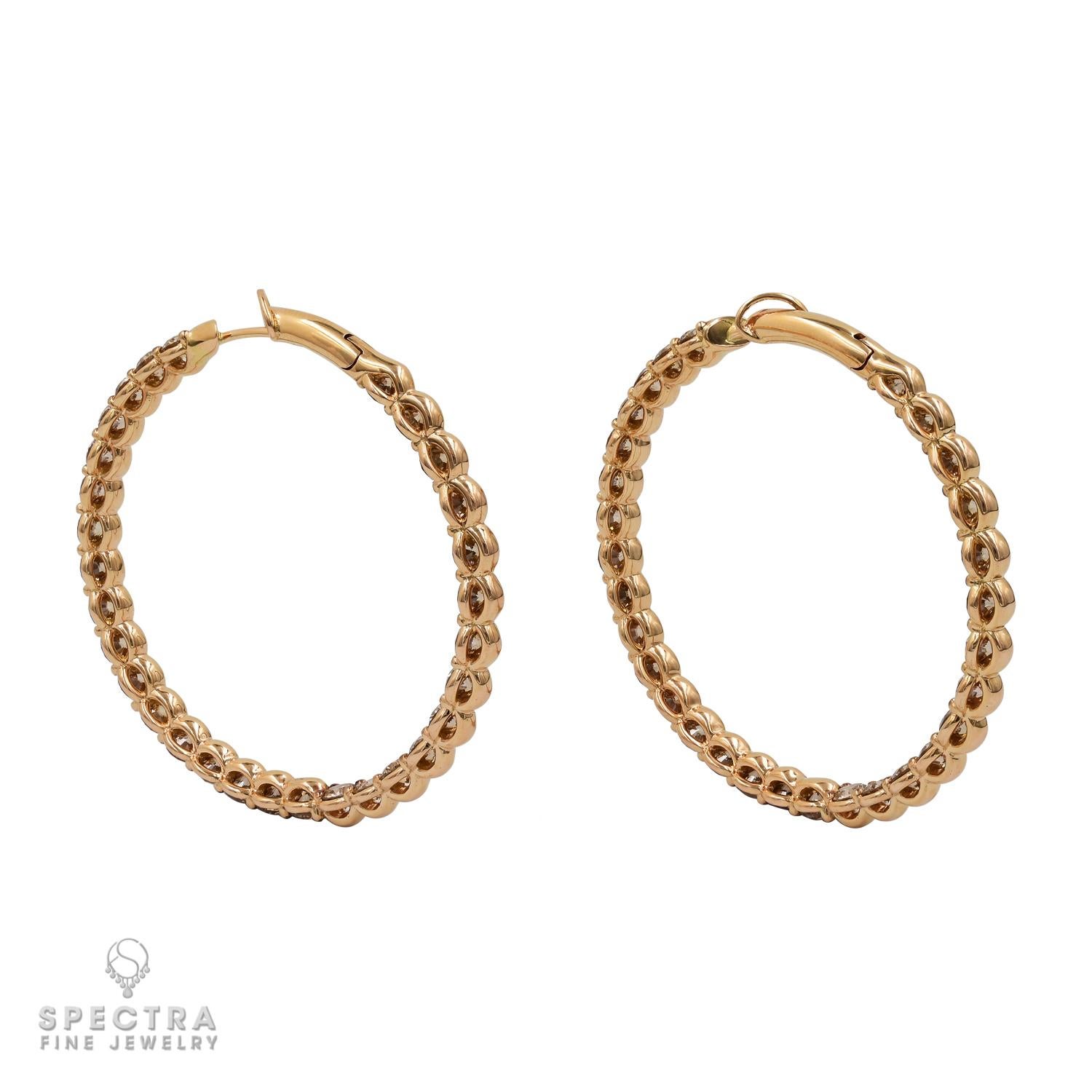 Round Cut Spectra Fine Jewelry Diamond 18k Gold Hoop Earrings For Sale