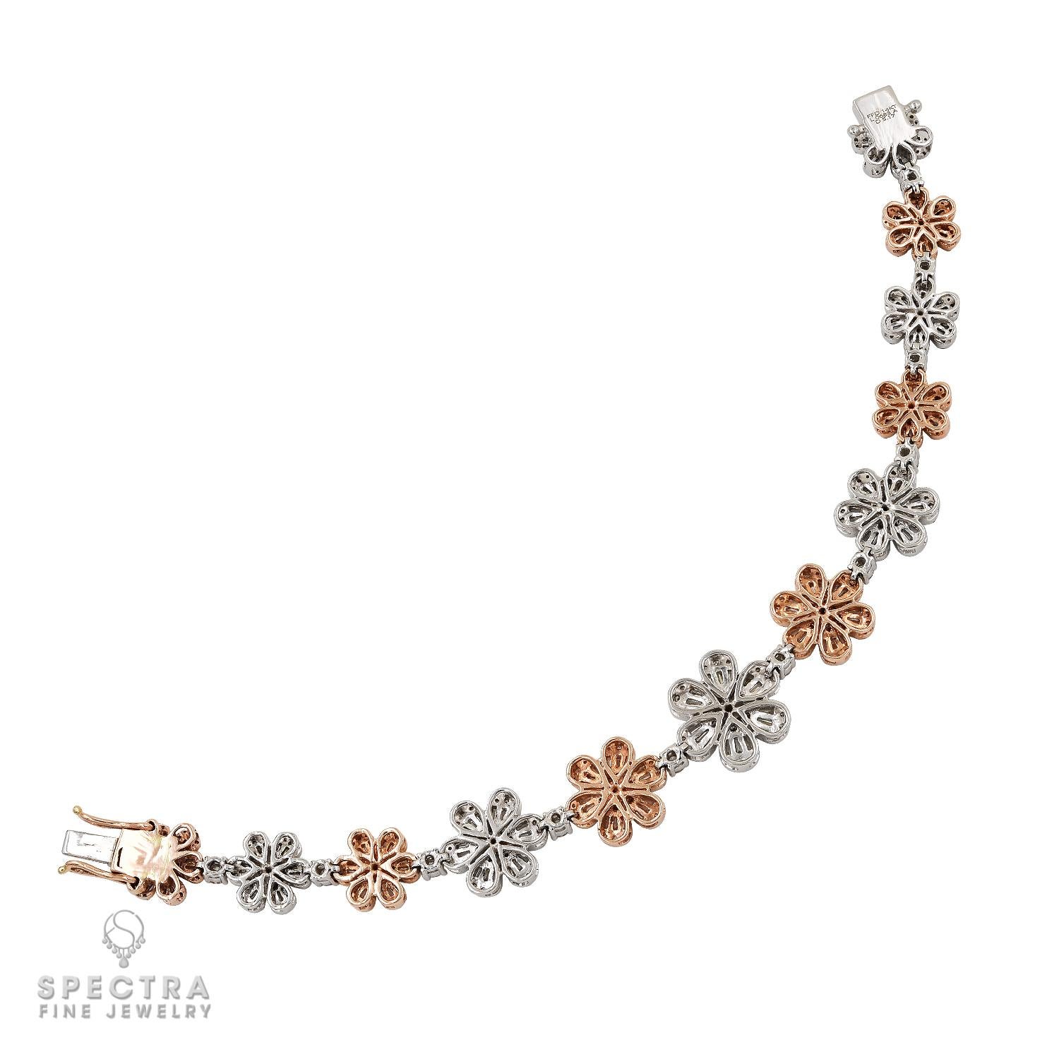 Contemporary Spectra Fine Jewelry Diamond Flower Bracelet For Sale